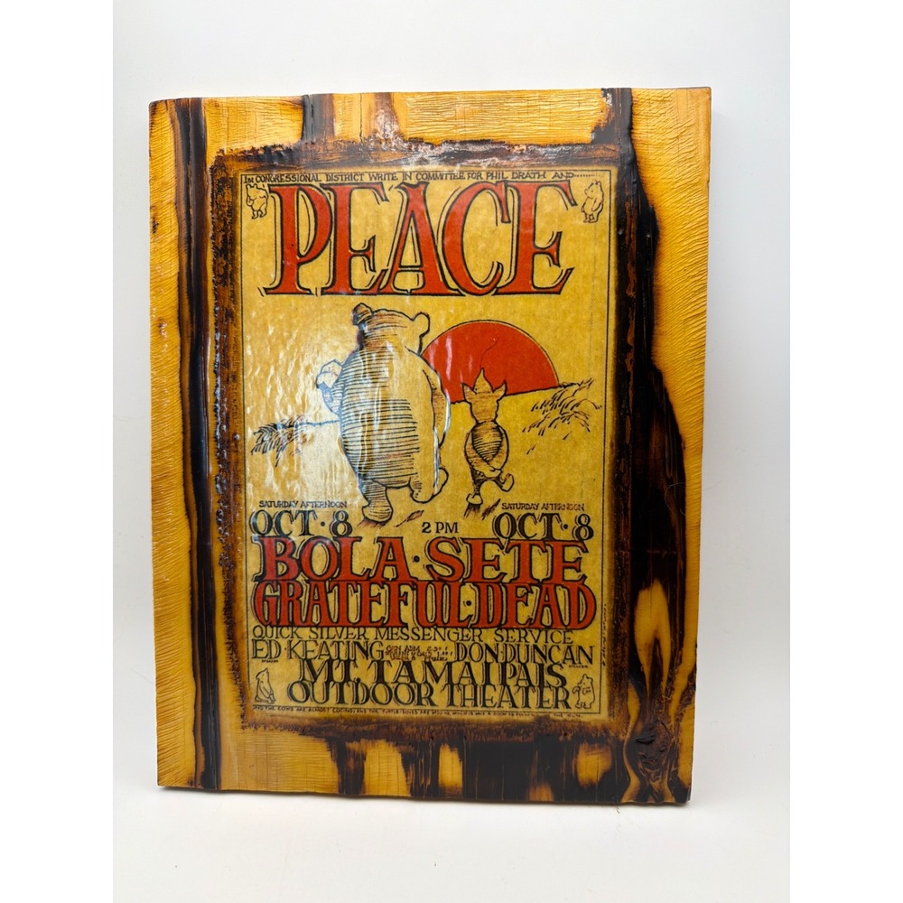 Grateful Dead Bola Sete 1966 Concert Poster Wood Plaque Art Mt Tamalpais 10.5x8